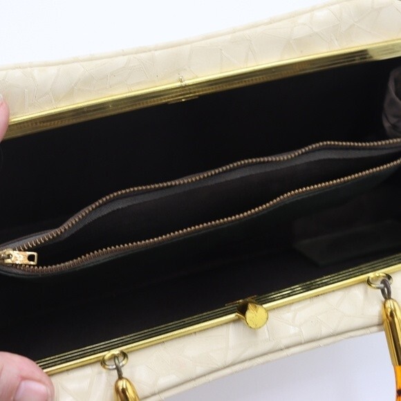 Vintage White Frame Abstract Patterned Box Purse 1960s - Picture 15 of 15